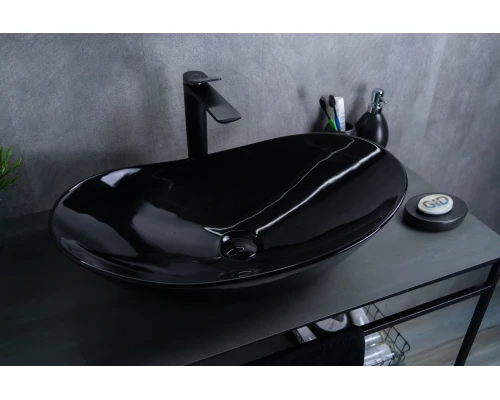 Раковина Gid BL9811 53349 накладная черная глянцевая 61x37x15