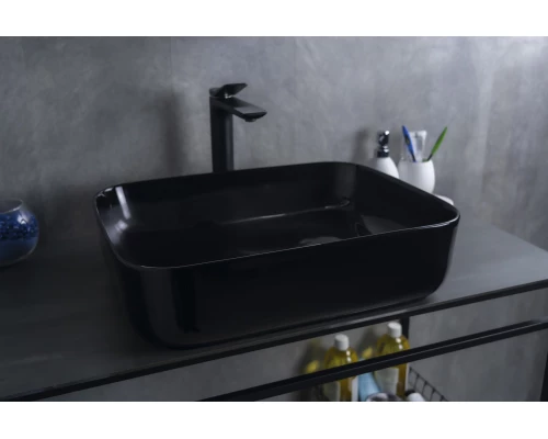 Раковина Gid BL1304 53351 накладная черная глянцевая 50x39x13