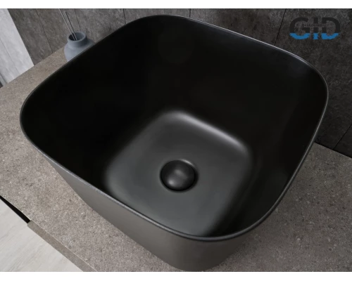 Раковина Gid N9301bg 53356 накладная черная графит 36x36x25.5