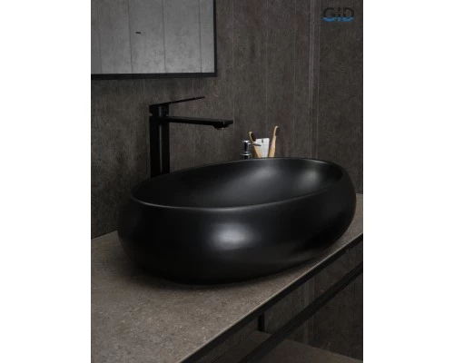 Раковина Gid Bm9030a 53371 накладная черная матовая 60x41x15