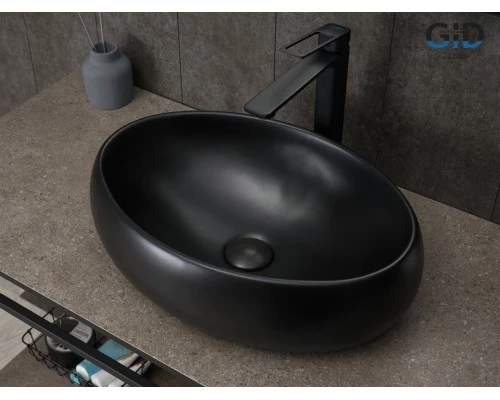 Раковина Gid Bm9030b 53372 накладная черная матовая 48x34x15