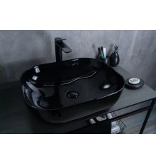 Раковина Gid BL1302 53347 накладная черная глянцевая 50x40x14