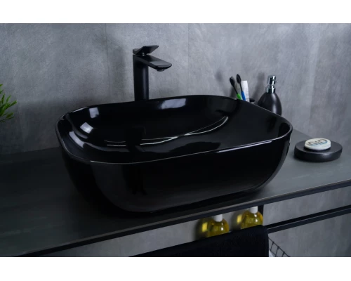 Раковина Gid BL1302 53347 накладная черная глянцевая 50x40x14