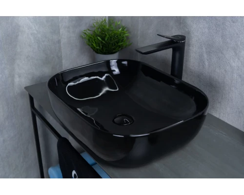 Раковина Gid BL1302 53347 накладная черная глянцевая 50x40x14