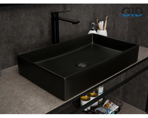 Раковина Gid Bm9496 53363 накладная черная матовая 60.5x37x11