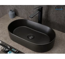 Раковина Gid N9020bg 53379 накладная черная  графит 52.5x30.5x11.5