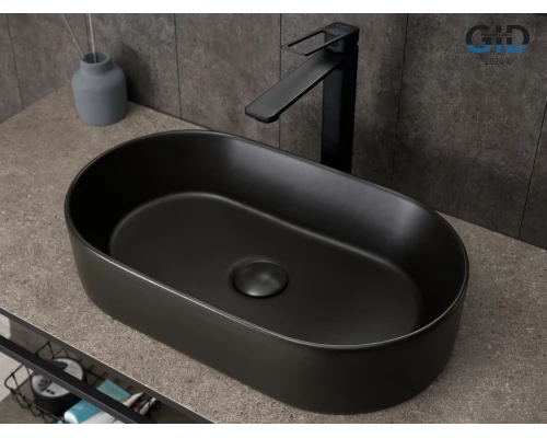 Раковина Gid N9020bg 53379 накладная черная  графит 52.5x30.5x11.5