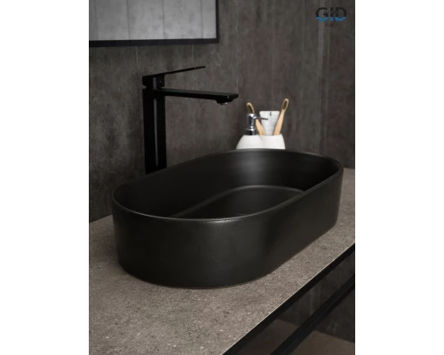 Раковина Gid N9020bg 53379 накладная черная  графит 52.5x30.5x11.5