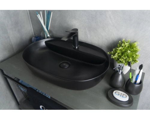 Раковина Gid Bm1346 53345 накладная черная матовая 61x41x14