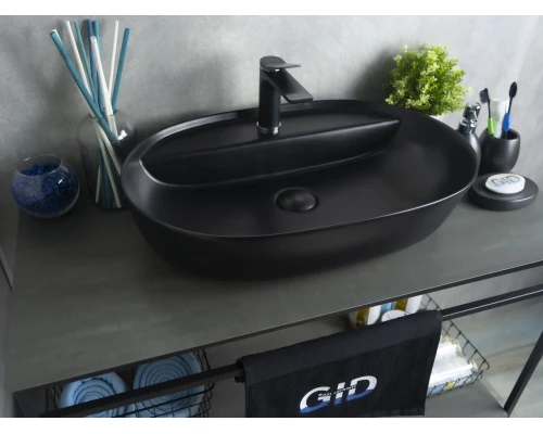 Раковина Gid Bm1346 53345 накладная черная матовая 61x41x14