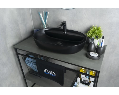 Раковина Gid Bm1346 53345 накладная черная матовая 61x41x14