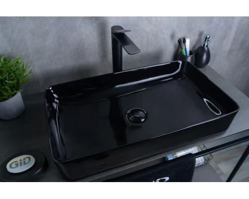Раковина Gid BL9396 53346 накладная черная глянцевая 60x34x11