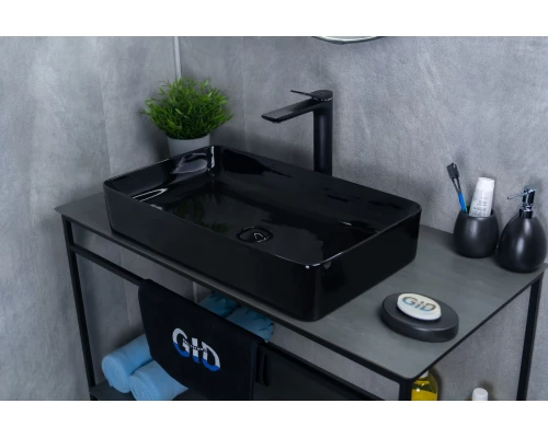 Раковина Gid BL9396 53346 накладная черная глянцевая 60x34x11
