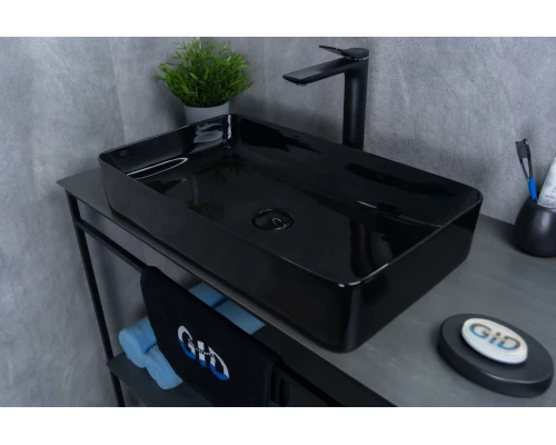 Раковина Gid BL9396 53346 накладная черная глянцевая 60x34x11