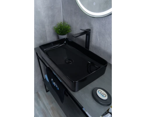 Раковина Gid BL9396 53346 накладная черная глянцевая 60x34x11