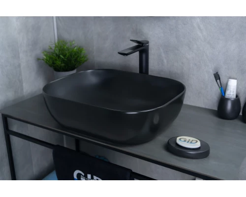 Раковина Gid Bm1302 53348 накладная черная матовая 50x40x14