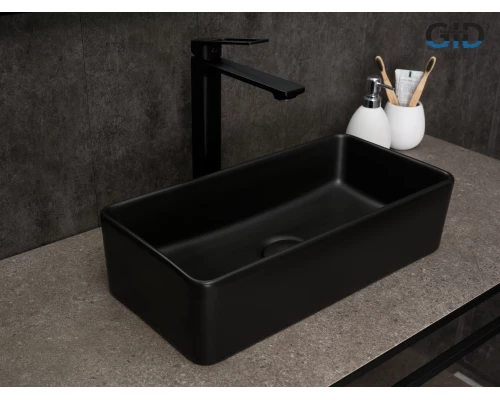 Раковина Gid Bm1104 53359 накладная черная матовая 46x23x12
