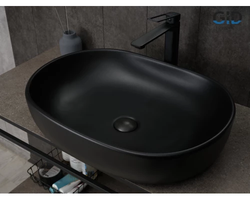 Раковина Gid Bm9026a 53369 накладная черная матовая 60x40x15