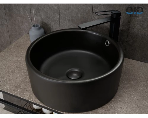 Раковина Gid N9130bg 53382 накладная черная графит 41.5x41.5x16.5