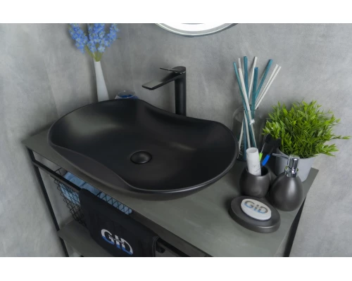 Раковина Gid Bm9175 53333 накладная черная матовая 66.5x41x12