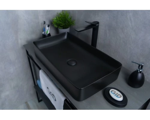 Раковина Gid Bm9396 53344 накладная черная матовая 60x34x11