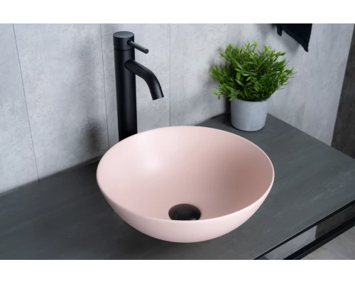 Раковина Gid 9081pkm 53403 накладная розовая матовая 36x36x14