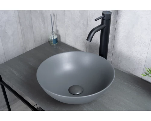 Раковина Gid 9081gnm 53404 накладная серая матовая 36x36x14