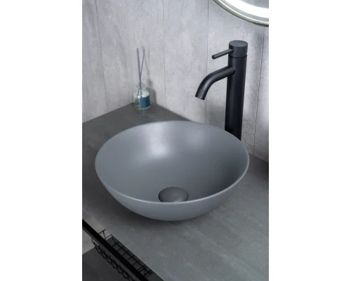 Раковина Gid 9081gnm 53404 накладная серая матовая 36x36x14