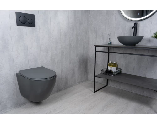 Раковина Gid 9081gnm 53404 накладная серая матовая 36x36x14