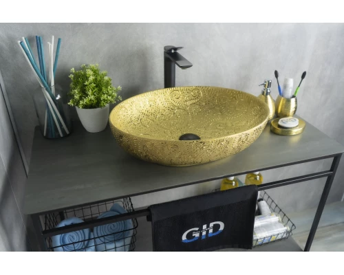 Раковина Gid Nc444 52233 накладная золотая 51x39x14.5