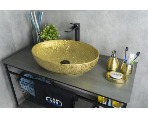 Раковина Gid Nc444 52233 накладная золотая 51x39x14.5