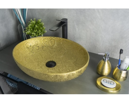 Раковина Gid Nc444 52233 накладная золотая 51x39x14.5
