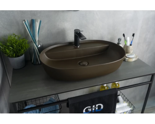 Раковина Gid Br1346 53342 накладная коричневая матовая 61x41x14