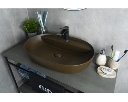 Раковина Gid Br1346 53342 накладная коричневая матовая 61x41x14