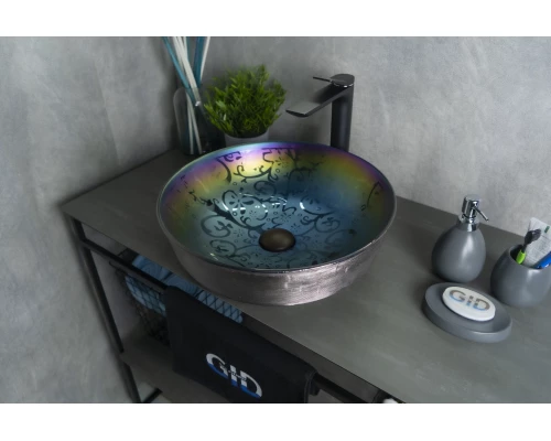 Раковина Gid D1315h107 53332 накладная цветная 41.5x41.5x13.5