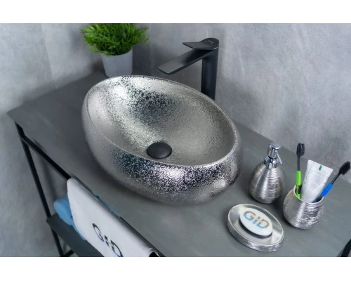 Раковина Gid 9030s 52235 накладная хром 48x34x15