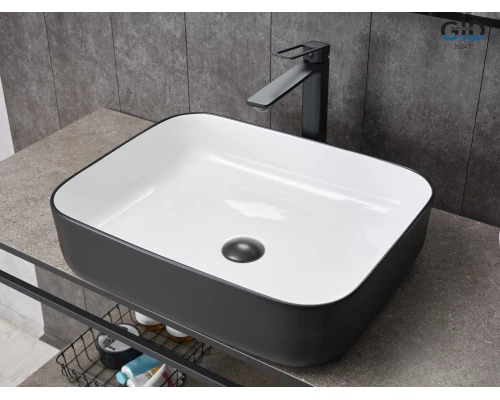 Раковина Gid Nc366 52205 накладная белая / черная 50x39x13
