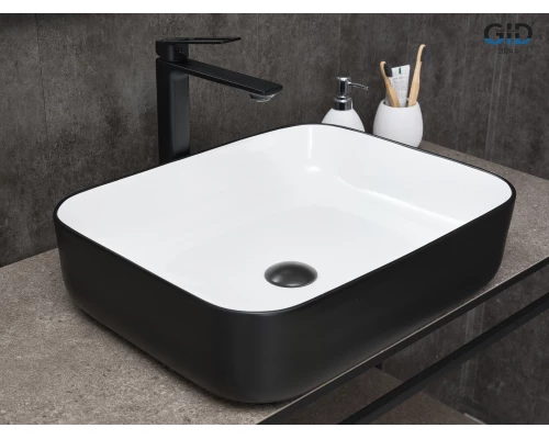 Раковина Gid Nc366 52205 накладная белая / черная 50x39x13