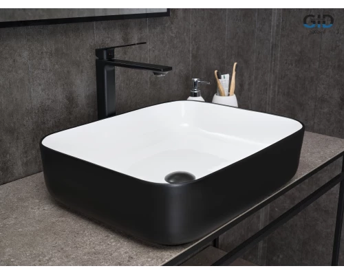 Раковина Gid Nc366 52205 накладная белая / черная 50x39x13