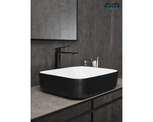 Раковина Gid Nc366 52205 накладная белая / черная 50x39x13