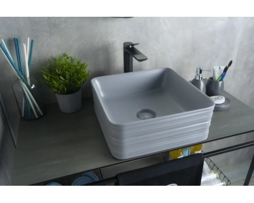 Раковина Gid Gm965 53338 накладная серая матовая 38.5x38.5x13.5