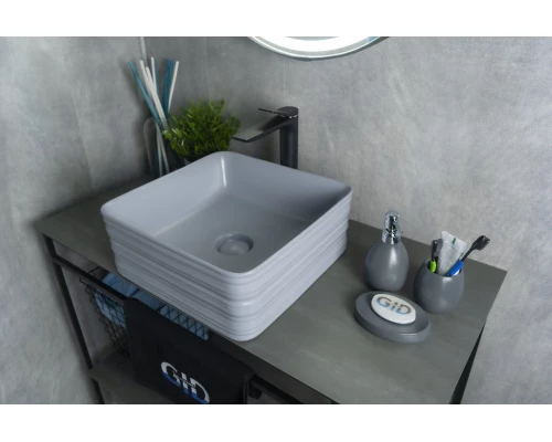 Раковина Gid Gm965 53338 накладная серая матовая 38.5x38.5x13.5