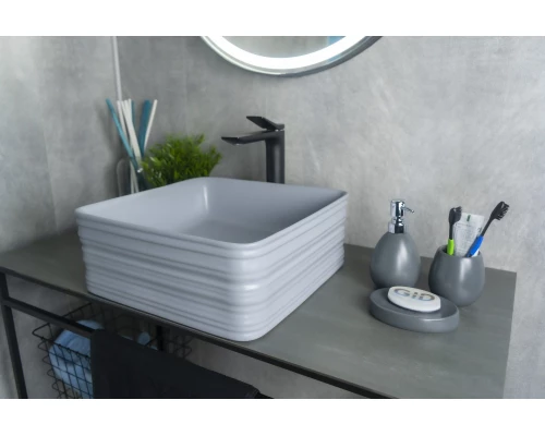 Раковина Gid Gm965 53338 накладная серая матовая 38.5x38.5x13.5