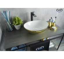 Раковина Gid Nc999 52229 накладная белая / золото 41x34x15