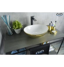Раковина Gid Nc999 52229 накладная белая / золото 41x34x15