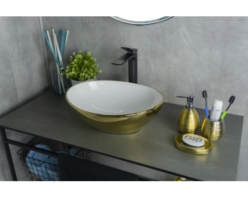 Раковина Gid Nc999 52229 накладная белая / золото 41x34x15