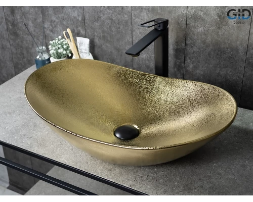 Раковина Gid Gd9811 53340 накладная золотая 61x37x15
