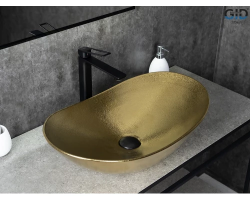 Раковина Gid Gd9811 53340 накладная золотая 61x37x15