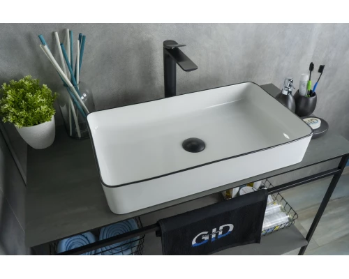 Раковина Gid Nc9399 52225 накладная белая / черная 60x34x11