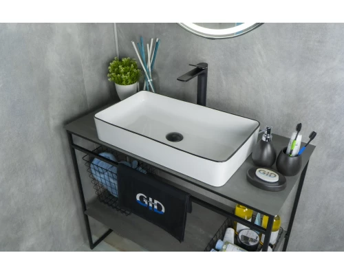 Раковина Gid Nc9399 52225 накладная белая / черная 60x34x11